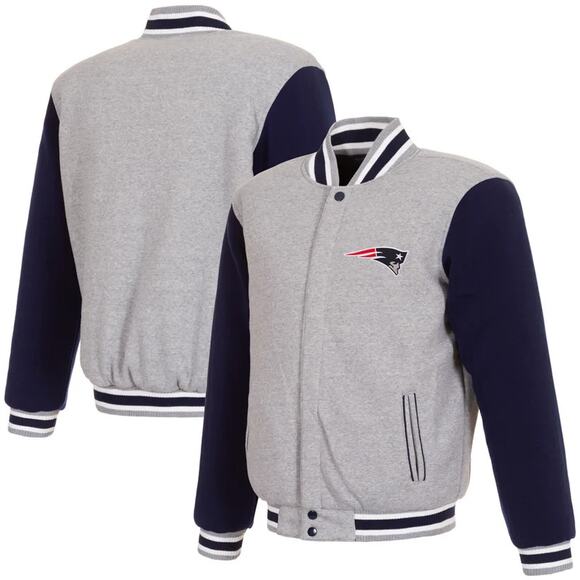 New England Patriots Two-Tone Reversible Fleece Jacket (733gry/blk)